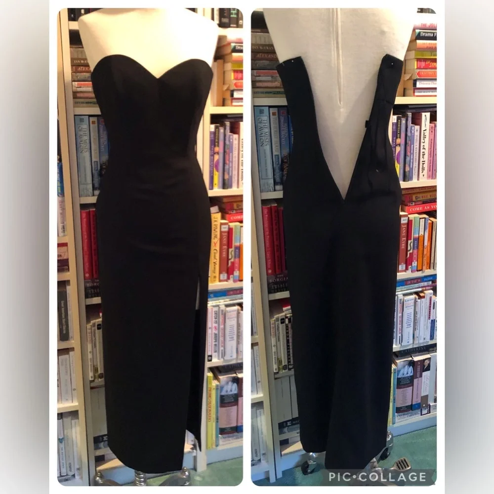 Vintage A.J. Bari Petites Black Sweetheart Strapless Dress - Picture 1 of 12